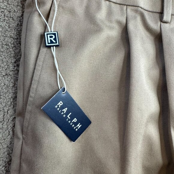 Ralph Lauren Men Tan Pleated Chino Pants 50 NEW Cotton Casual Trousers Old Money - Picture 5 of 7